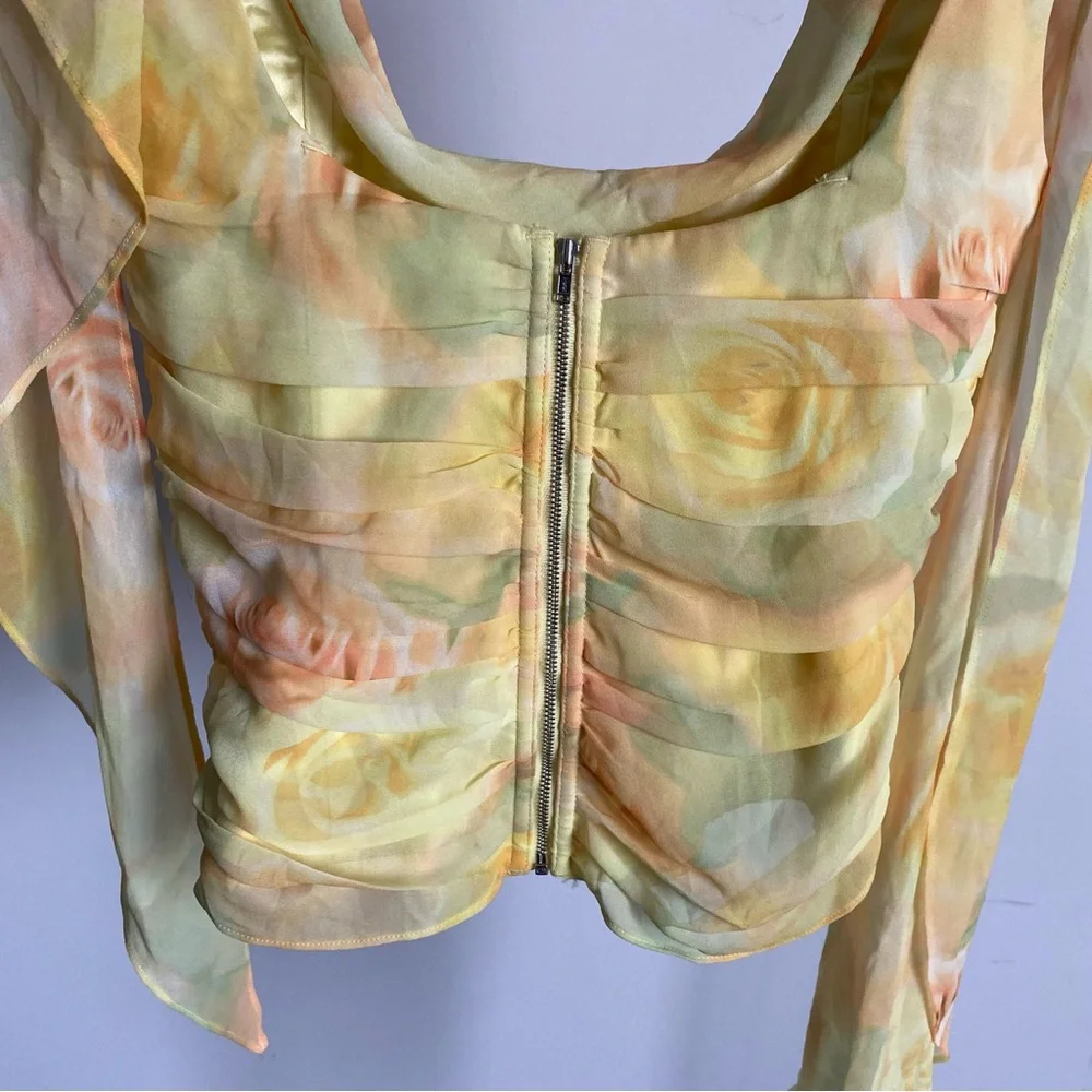 $243 NWT Yellow For Love And Lemons “Harper” Draped Corset Top Sz Medium - Picture 6 of 12